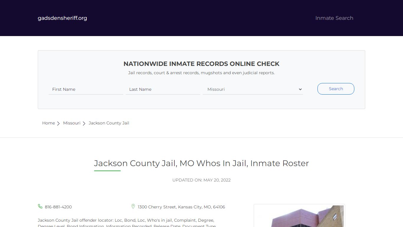 Jackson County Jail, MO Whos In Jail, Inmate Roster - Gadsden County